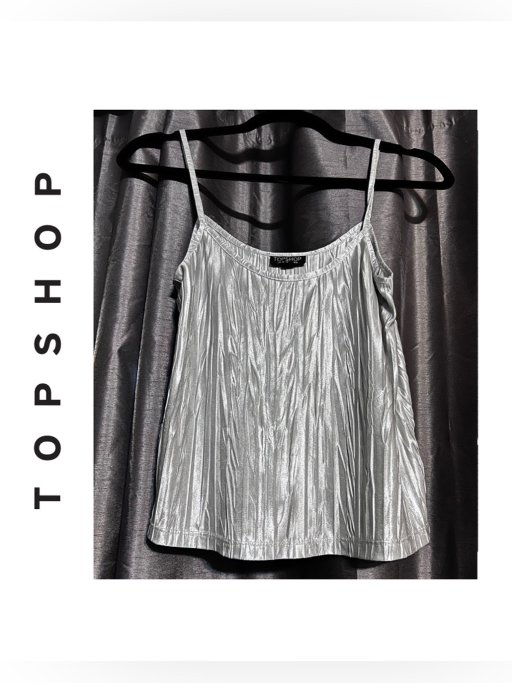 Topshop Silver Pleated Cami Top